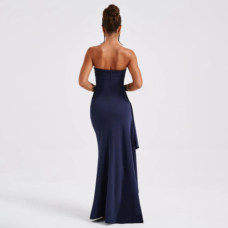 Off-The-Shoulder Tube Top Slit Long Evening Dress