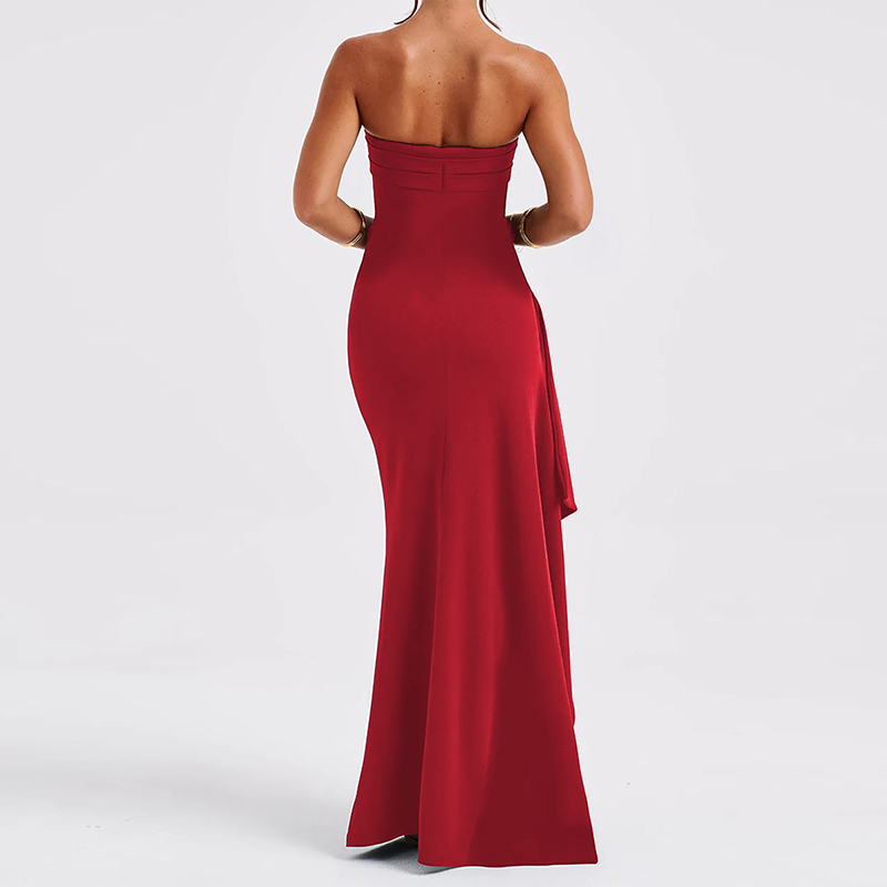 Off-The-Shoulder Tube Top Slit Long Evening Dress