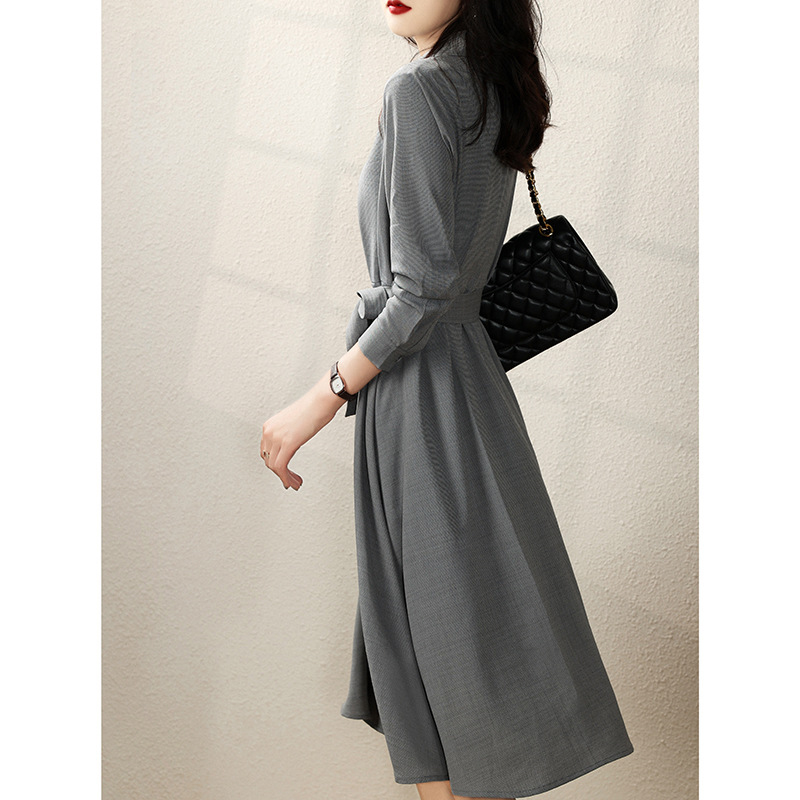 Elegant Luxury Mid-Length Professional Shirt Dress Casual Career Dress with Belt