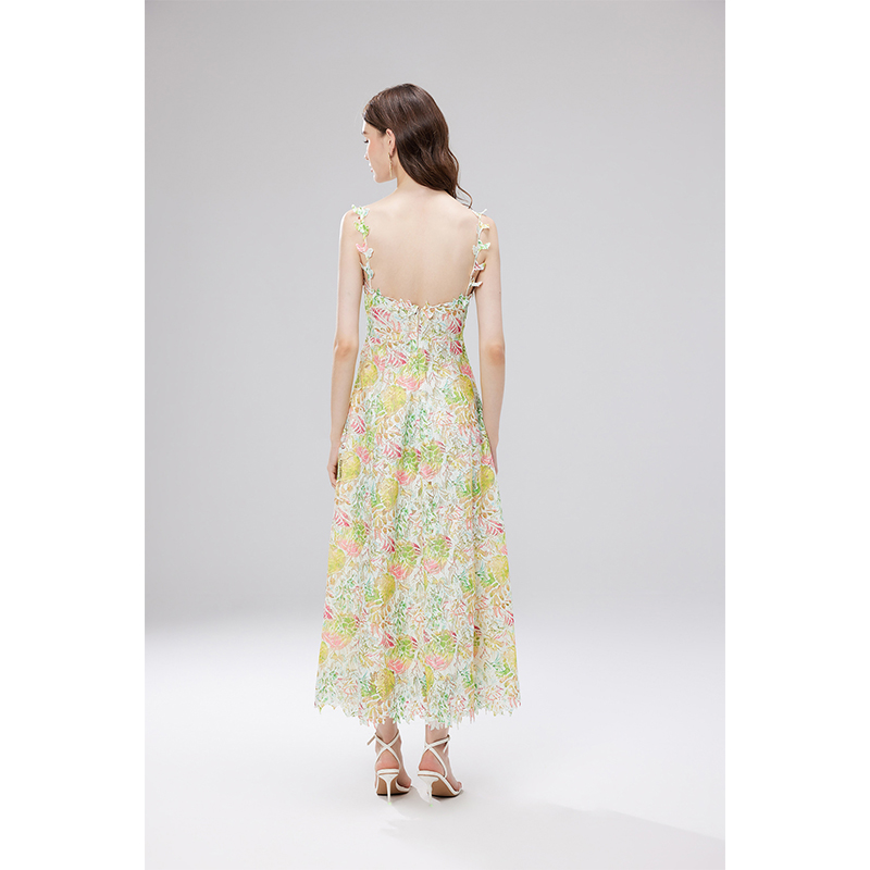 Women's Midi Dress Casual Long Sleeve V Neck Swiss Dot a Line Flowy Dresses Summer Casual Slip Dress