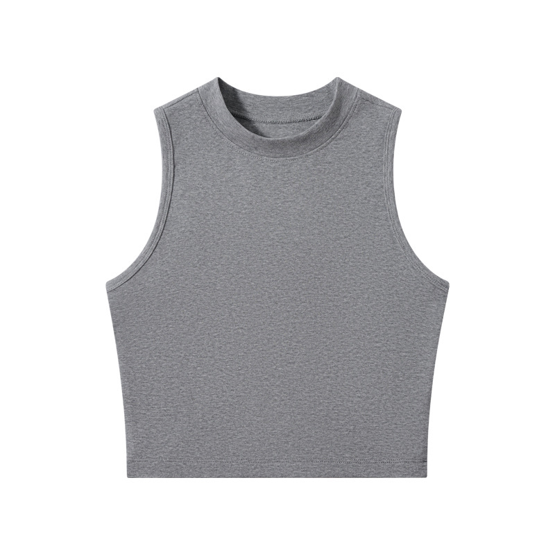 Women's Summer Casual 220g Top Korean Style Sports Slim Vest Sleeveless Short Top Outer Wear