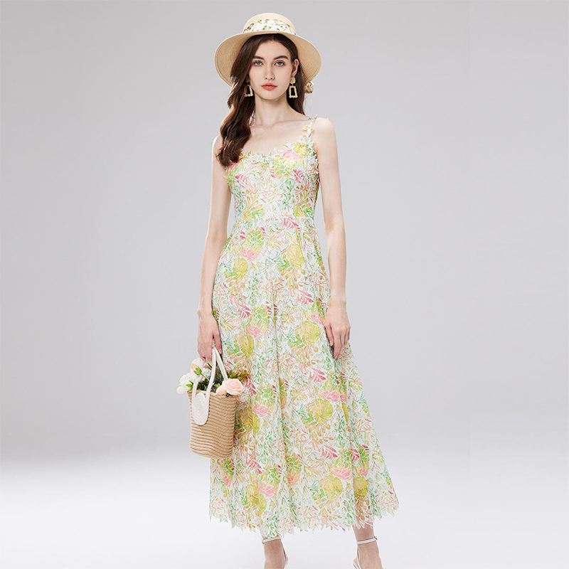 Women's Midi Dress Casual Long Sleeve V Neck Swiss Dot a Line Flowy Dresses Summer Casual Slip Dress