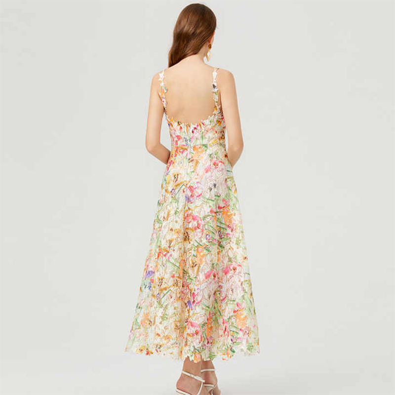 Women's Midi Dress Casual Long Sleeve V Neck Swiss Dot a Line Flowy Dresses Summer Casual Slip Dress
