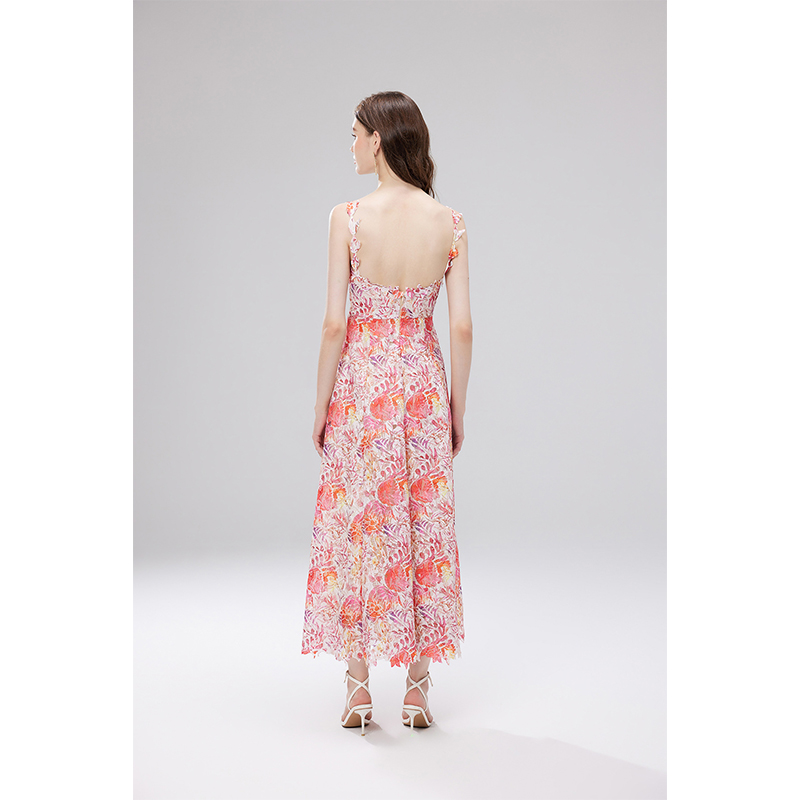 Women's Midi Dress Casual Long Sleeve V Neck Swiss Dot a Line Flowy Dresses Summer Casual Slip Dress