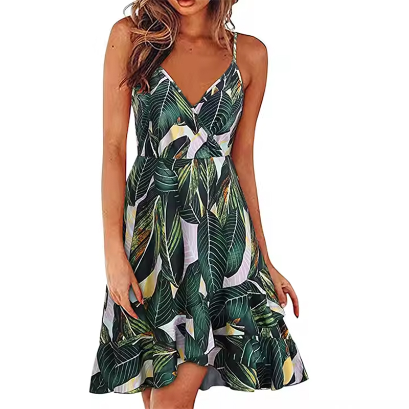 2025 New European American Women's Cross-Border Fashion Summer Sexy V-Neck Strap Sleeveless Backless Floor-Length Casual