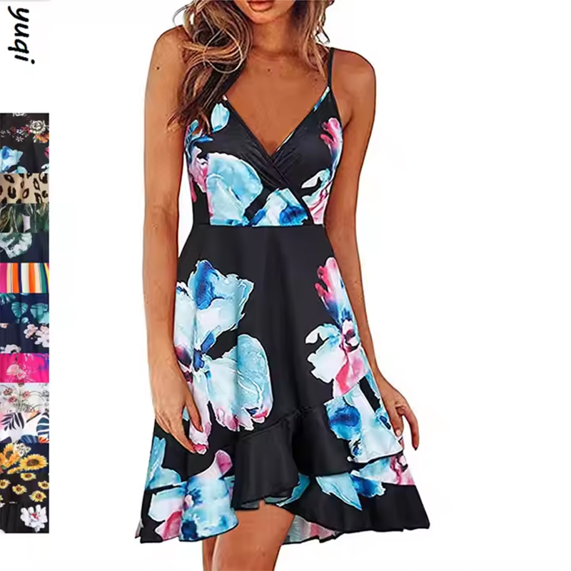 2025 New European American Women's Cross-Border Fashion Summer Sexy V-Neck Strap Sleeveless Backless Floor-Length Casual